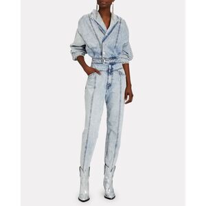 Mother Superior Big Time Denim Light Wash Jumpsuit, Size M